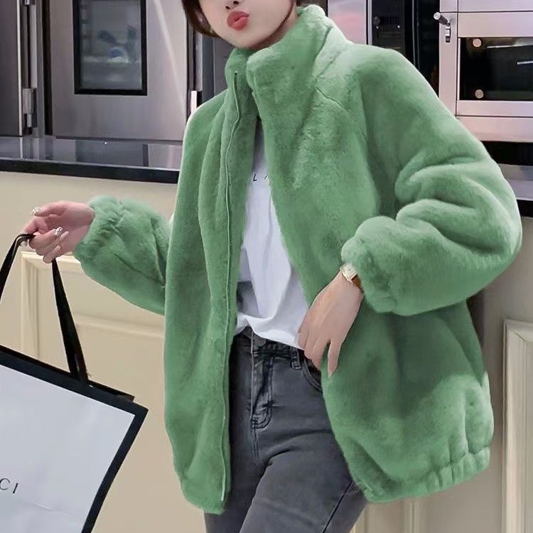 Doppelseitiger Fleece-Rollkragenmantel