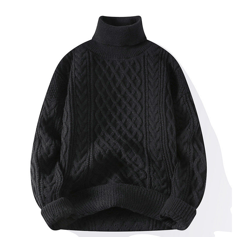 Fleecegefütterter Rundhals-High-Neck Pullover