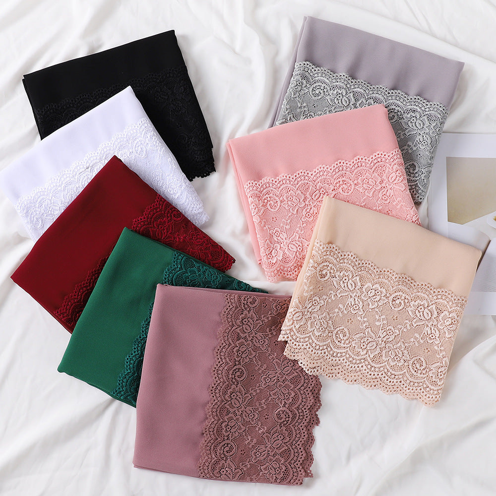 Schal aus Chiffon mit Spitzenabschluss – Bild 9 | LuxeStyle