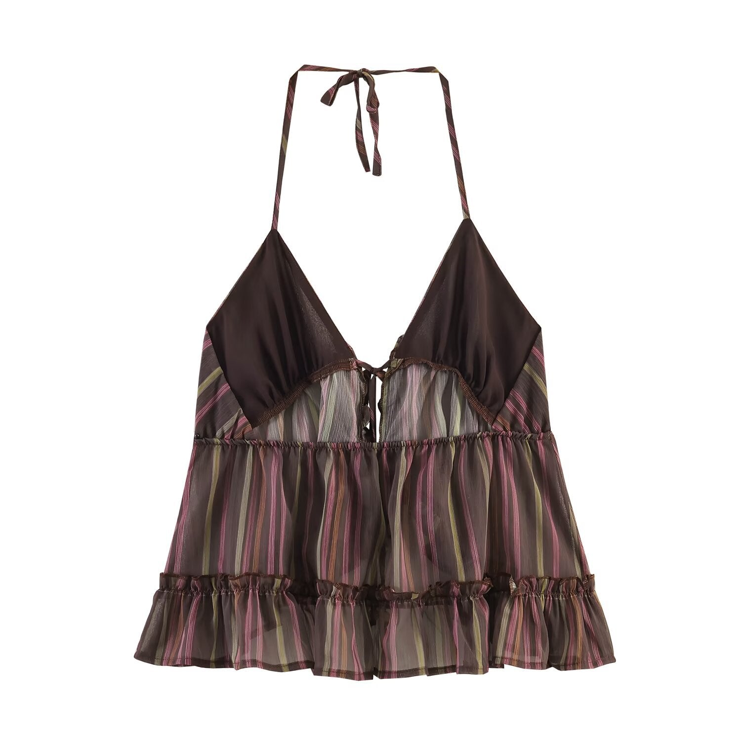 Retro Metallic Gestreiftes Camisole Top