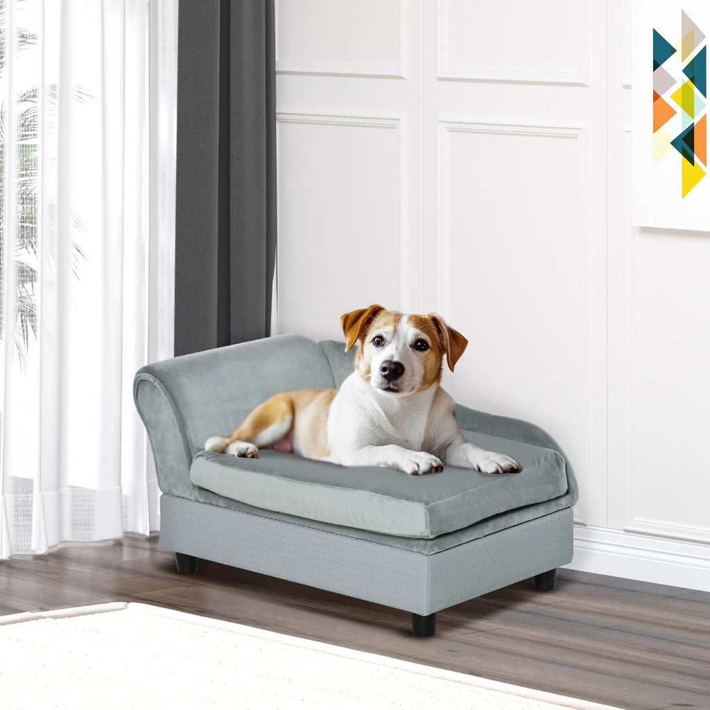 Hundebett mit Stauraum für kleine Hunde, Grau