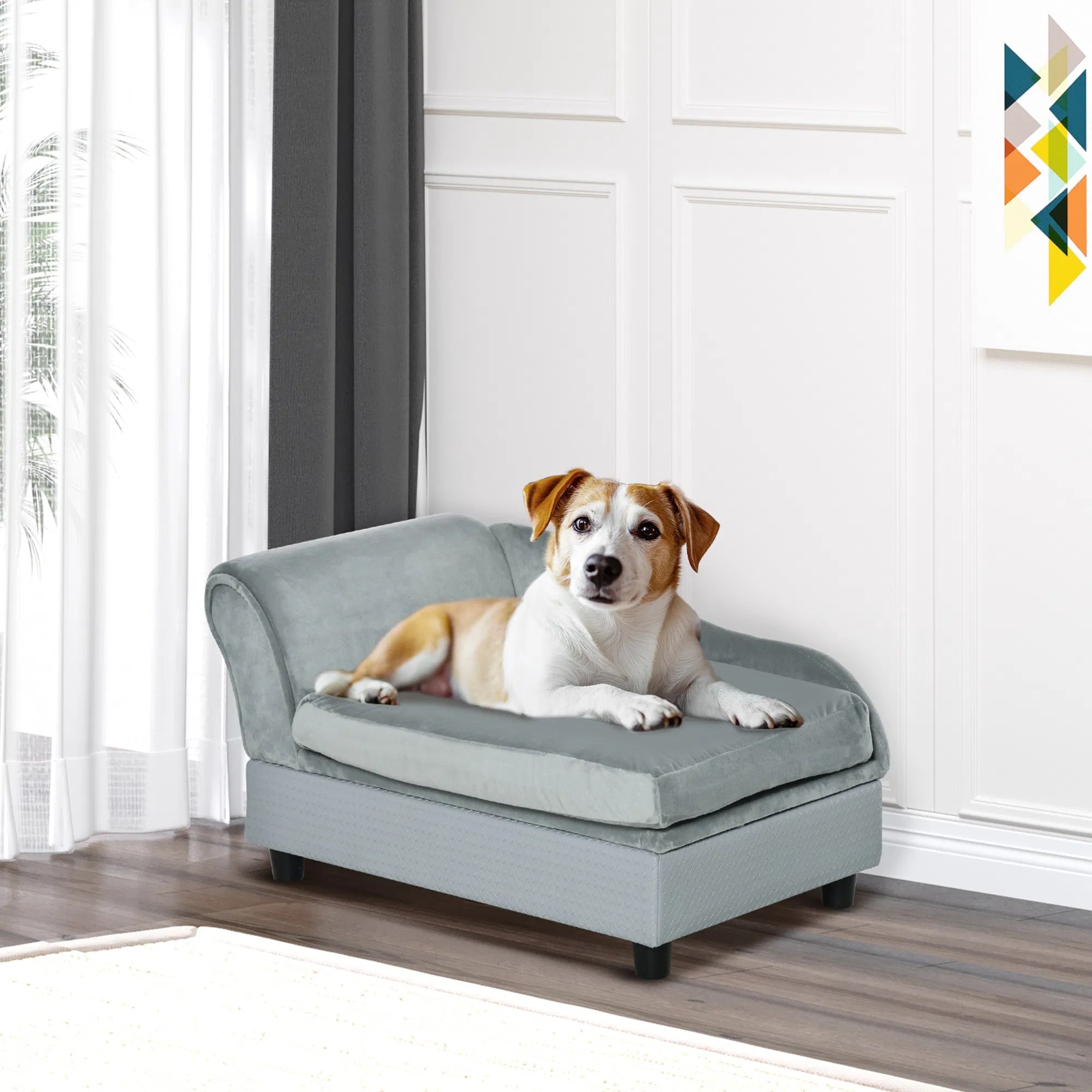 Hundebett mit Stauraum für kleine Hunde, Grau