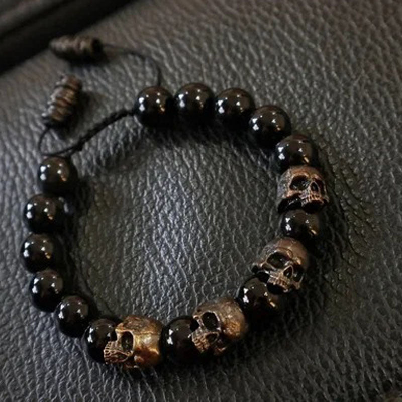 Schwarze Onyx-Armband mit Edelstein- und Leder-Elementen – Bild 6 | LuxeStyle