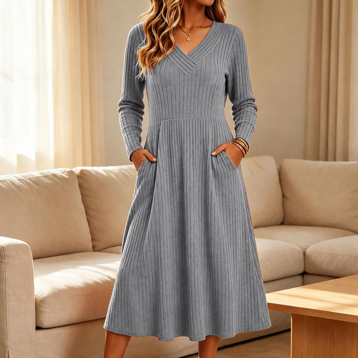 Retro Strickkleid mit Streifen – Bild 3 | LuxeStyle