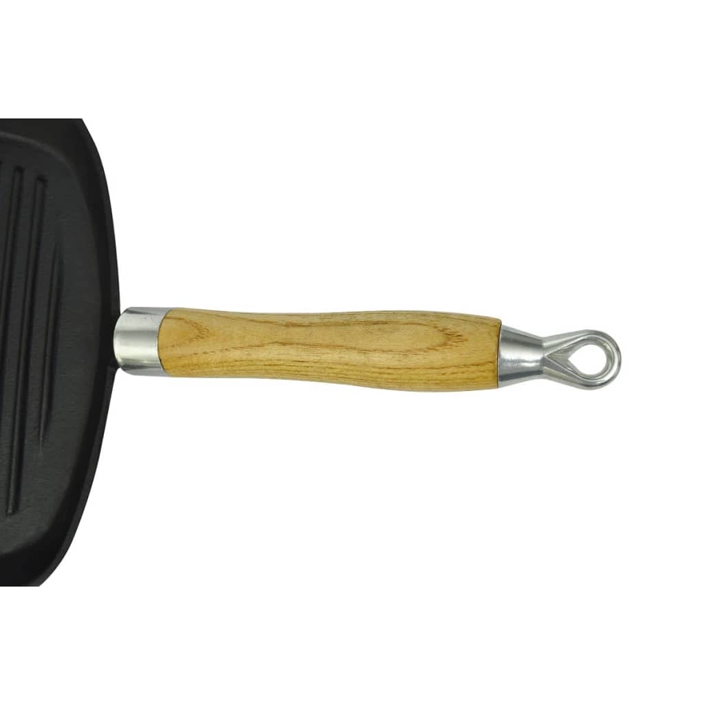 Grillpfanne Gusseisen mit Holzgriff 20x20 cm