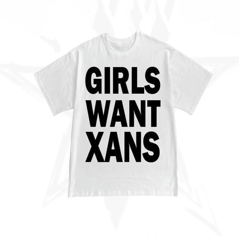 Hiphop Chic Y2K Baumwoll-T-Shirt mit Harajuku-Print
