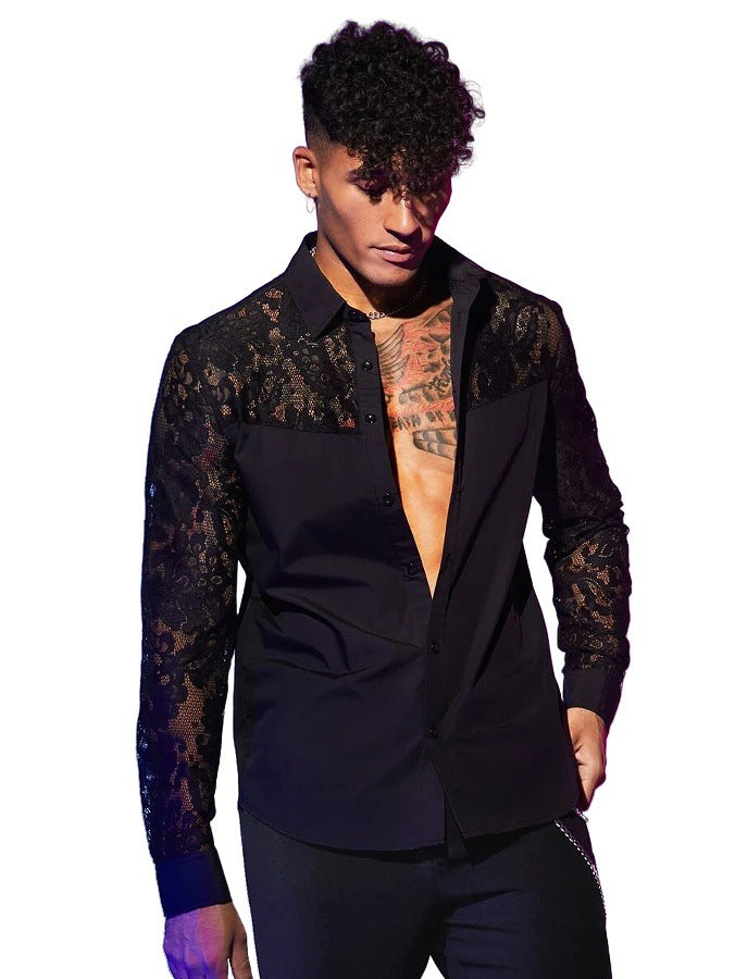 Herren Langarmshirt mit Patchwork – Bild 7 | LuxeStyle