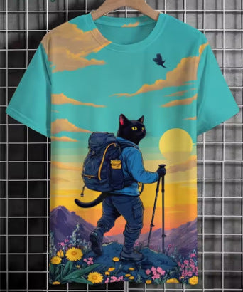 3D Reisekatzen-T-Shirt für Herren