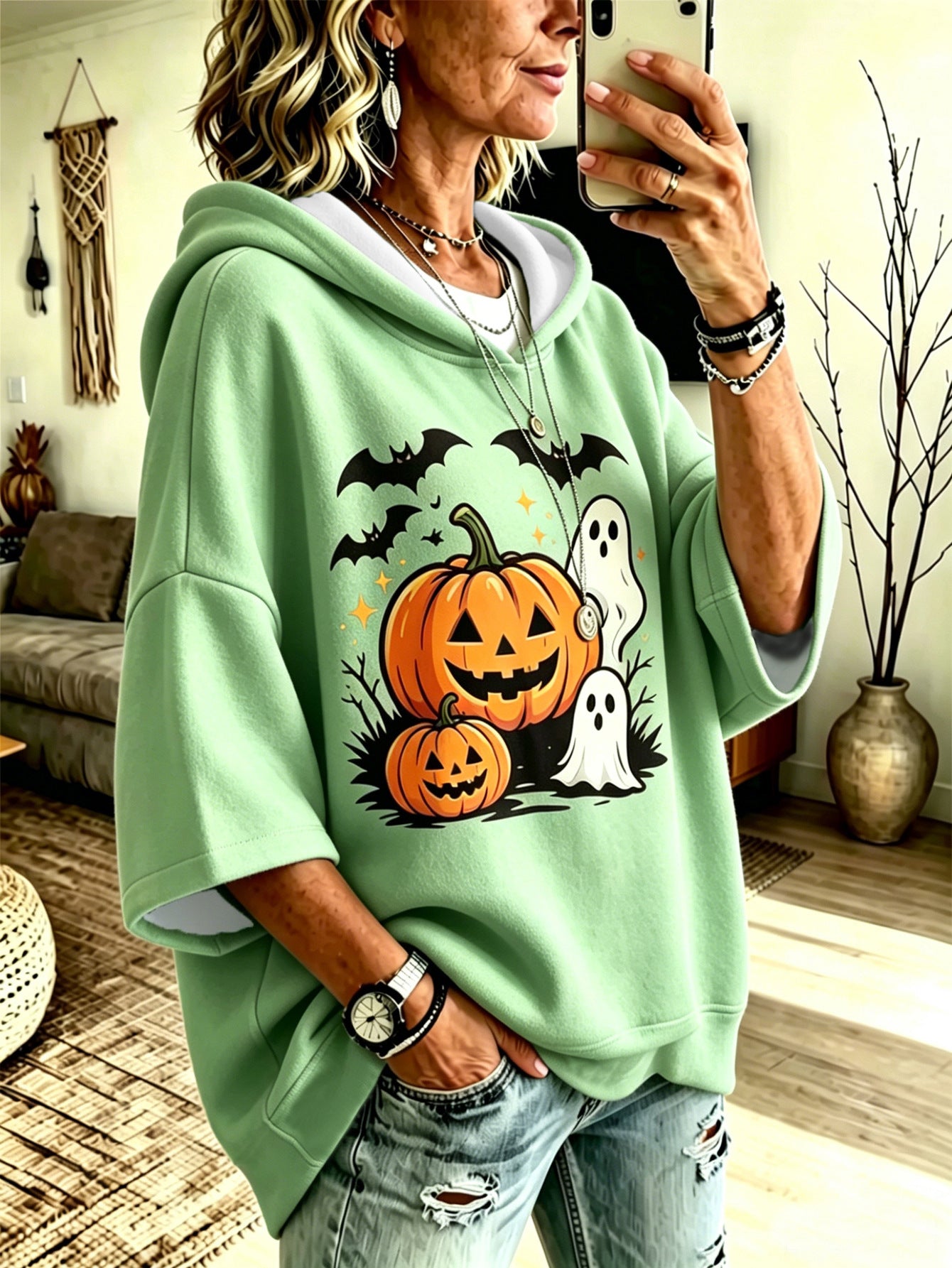 Halloween-Sweatshirt mit Digital-Druck