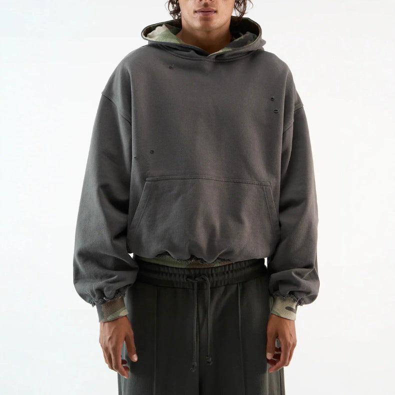 Farbblock-Hoodie mit Patchwork-Design