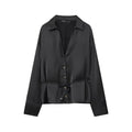 Seidenmatt-Bluse mit Taillengürtel – Bild 1 | LuxeStyle