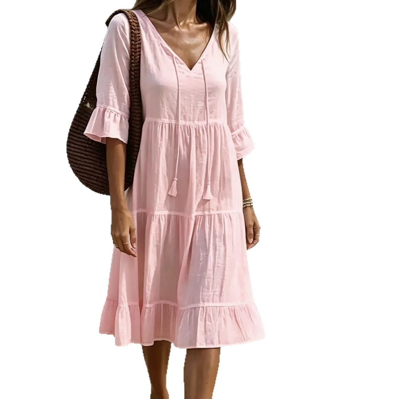 Strandkleid «Maré» · Boho-Midi mit Volants & Quasten