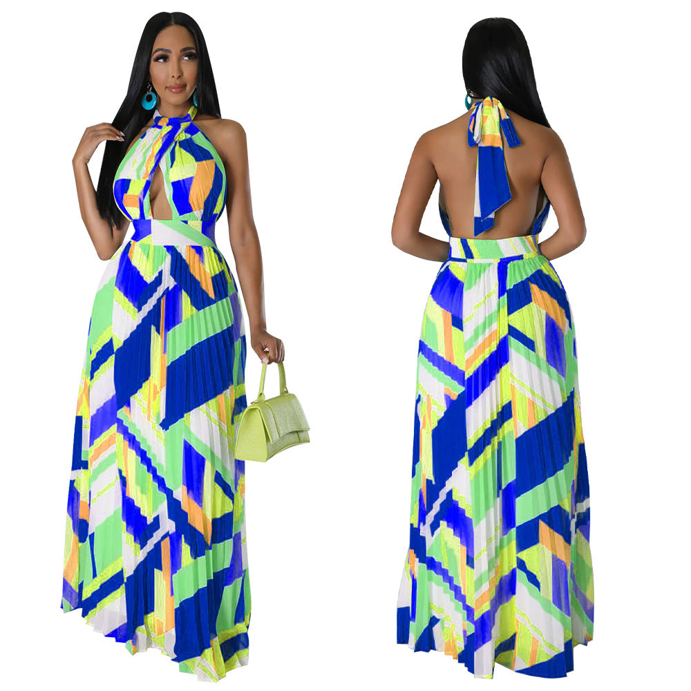 Neckholder Plissee Maxi-Kleid mit Rückenausschnitt – Bild 6 | LuxeStyle