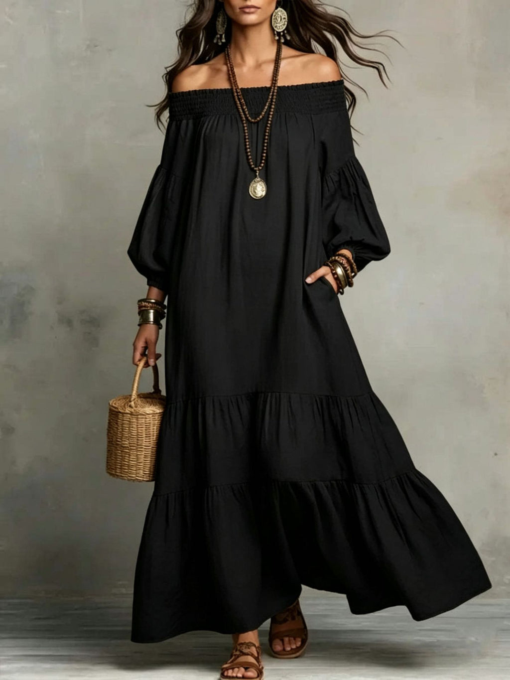 Boho Off-Shoulder Kleid