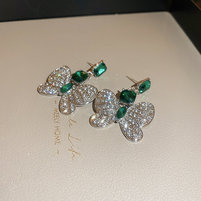 Chinesische Blumen-Ohrringe mit Strass & Perlen