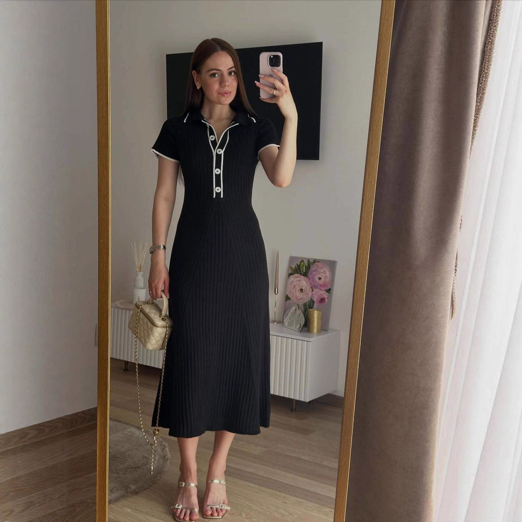 Patchwork Color-Block Kurzarmkleid – Bild 4 | LuxeStyle