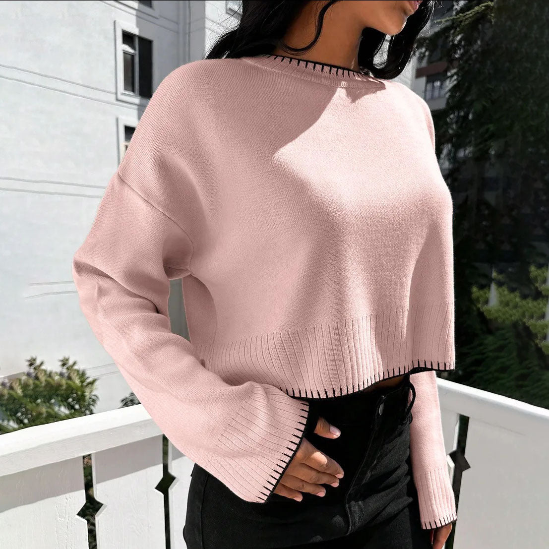 Farbblock-Pullover