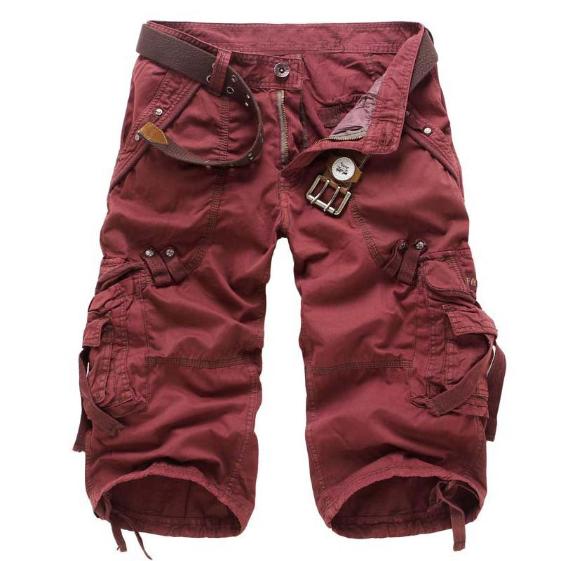 Herren Cargo-Hose mit viel Taschen – khaki, rot, grau