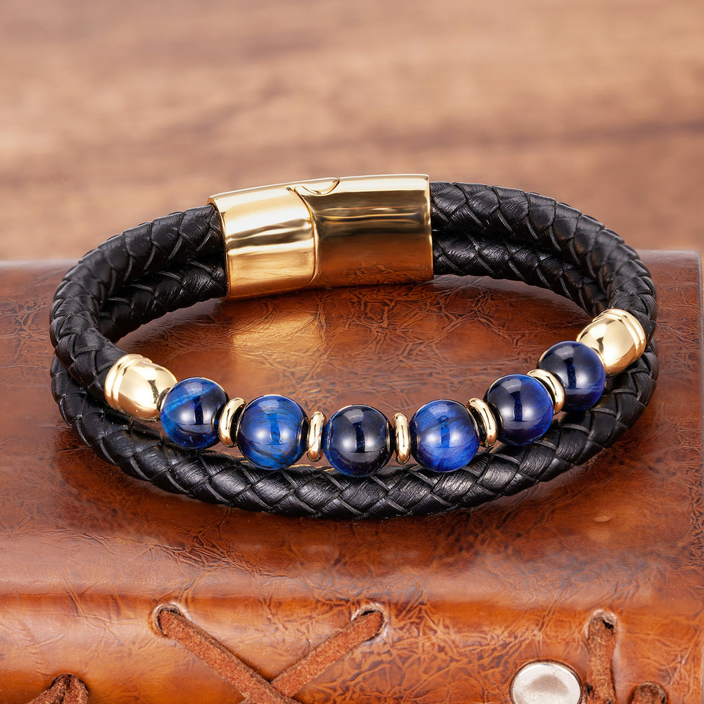 Doppelstrang-Lederarmband mit Tigerauge – Bild 10 | LuxeStyle