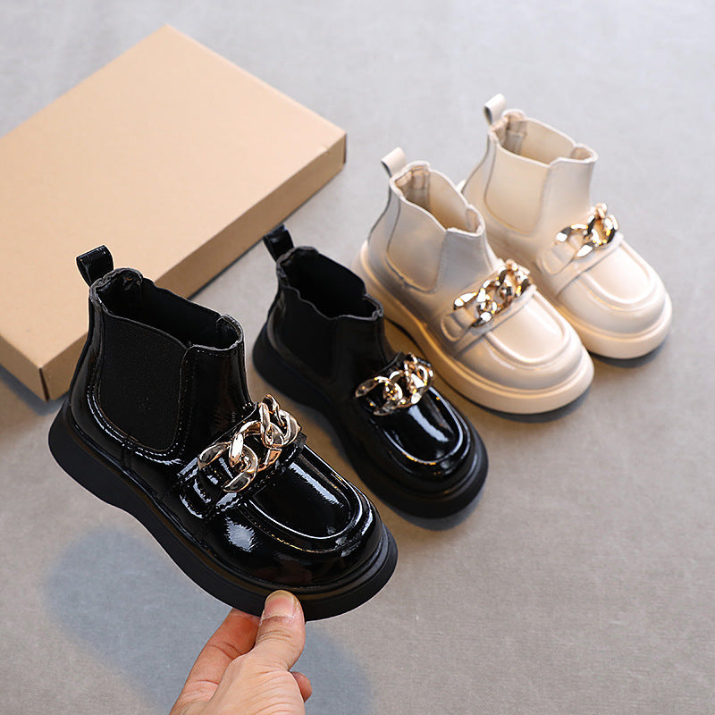 Mädchen Prinzessin Worker-Boots aus Glanzleder | LuxeStyle
