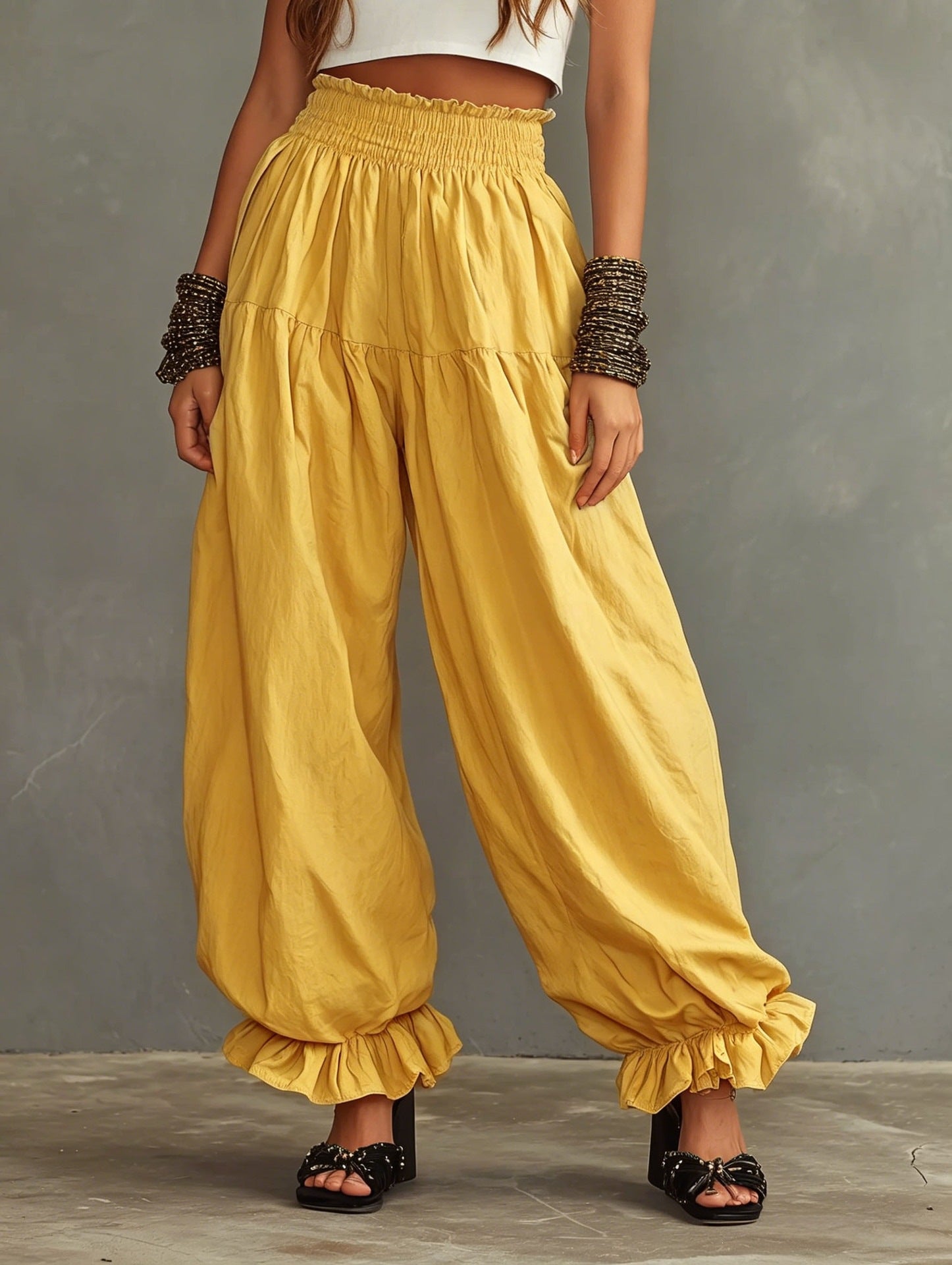 Loose Fit High Waist Stoffhose