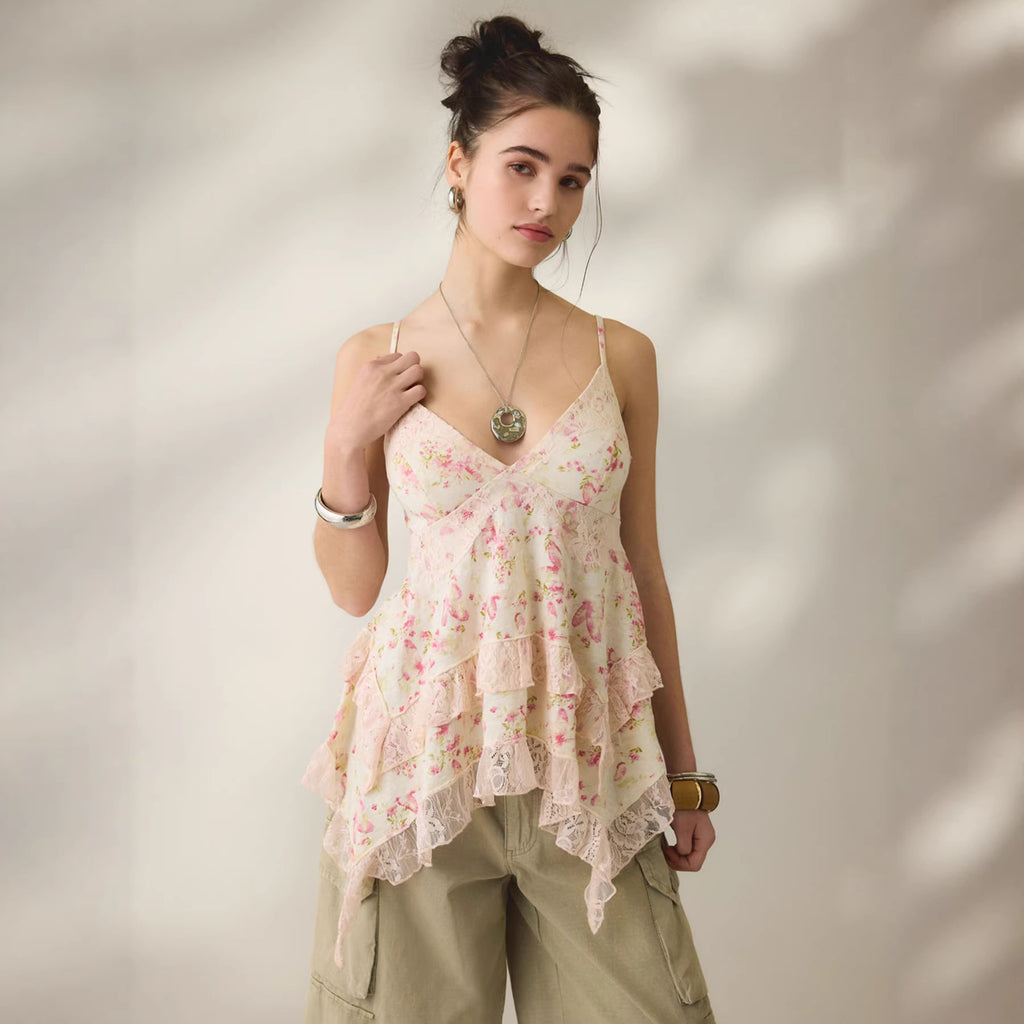 Retro Chiffon Top mit Blumenmuster – Bild 1 | LuxeStyle