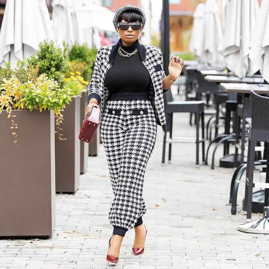 Houndstooth-Set: Jacke und Hose