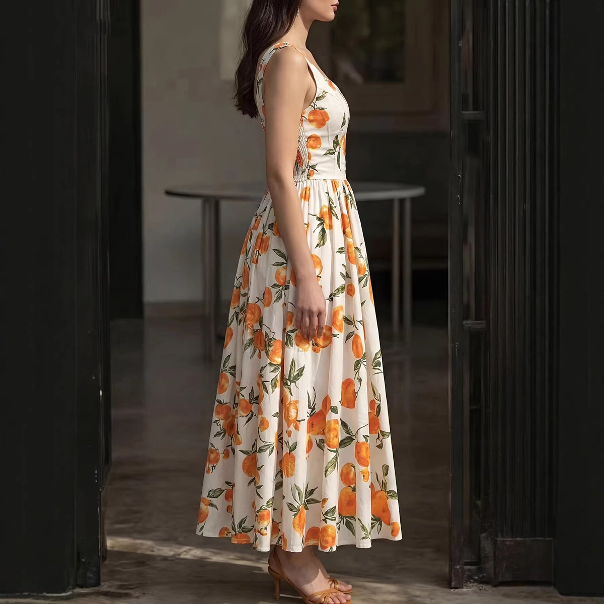 Ärmelloses Maxikleid mit Fruchtmuster – Bild 5 | LuxeStyle