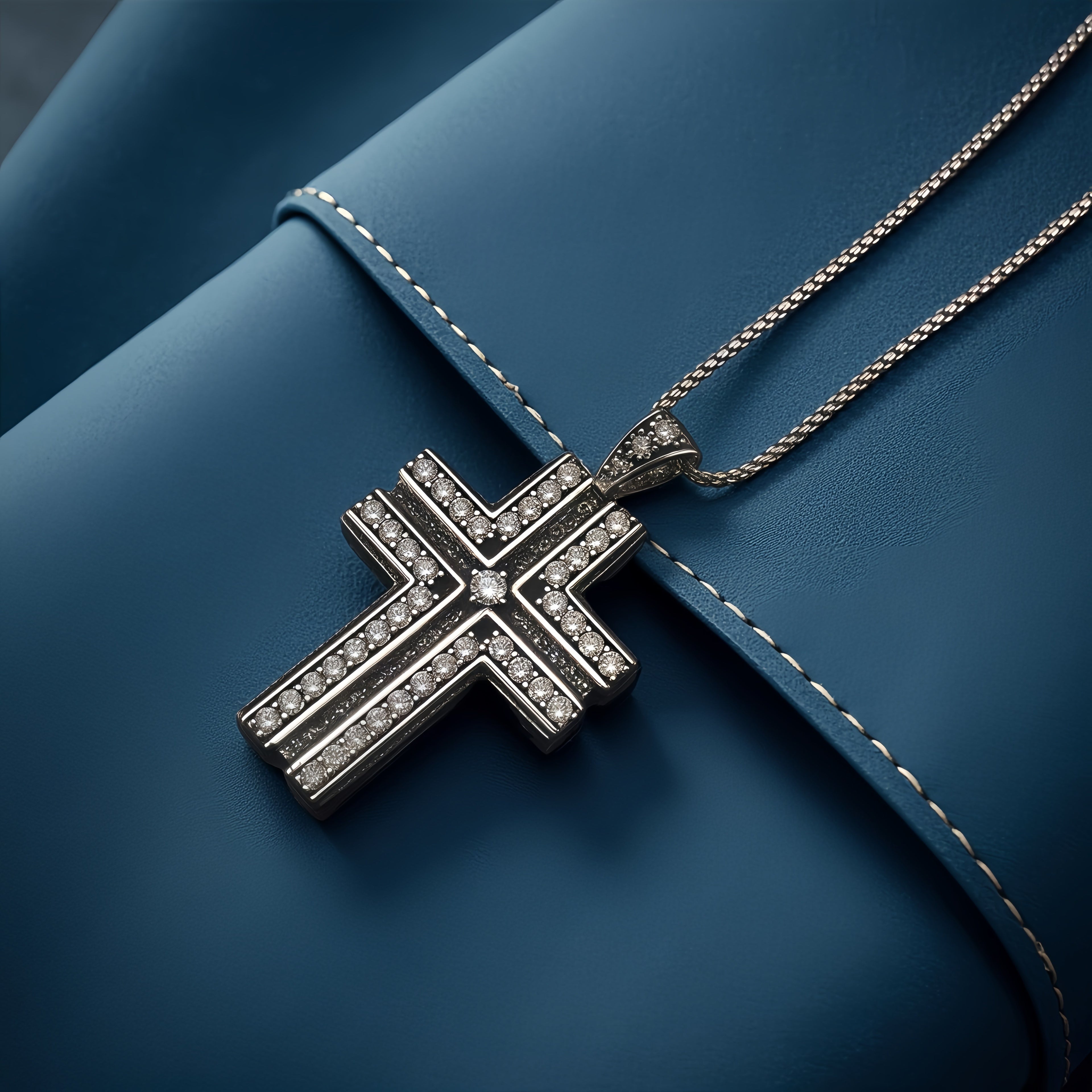 Doppellagige Kreuz-Halskette mit Zirkonia