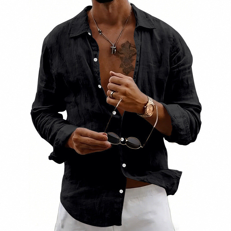 Leichter Leinen-Cardigan mit Reverskragen – Bild 1 | LuxeStyle