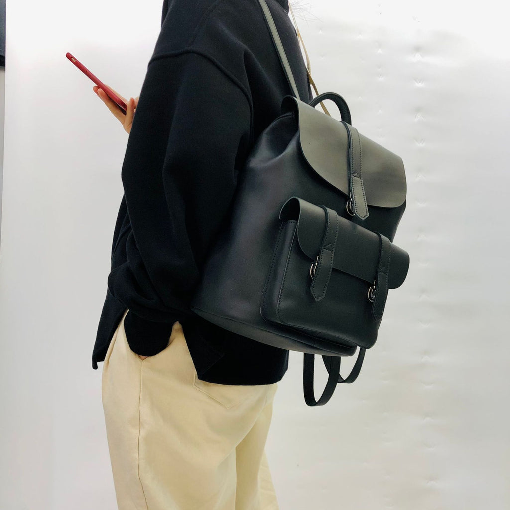 Handgefertigter Lederrucksack Retro in Schwarz – Bild 5 | LuxeStyle