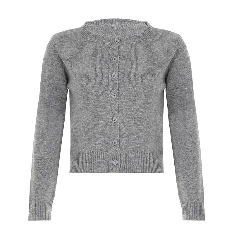 Strick-Cardigan mit Rundhals und Knöpfen