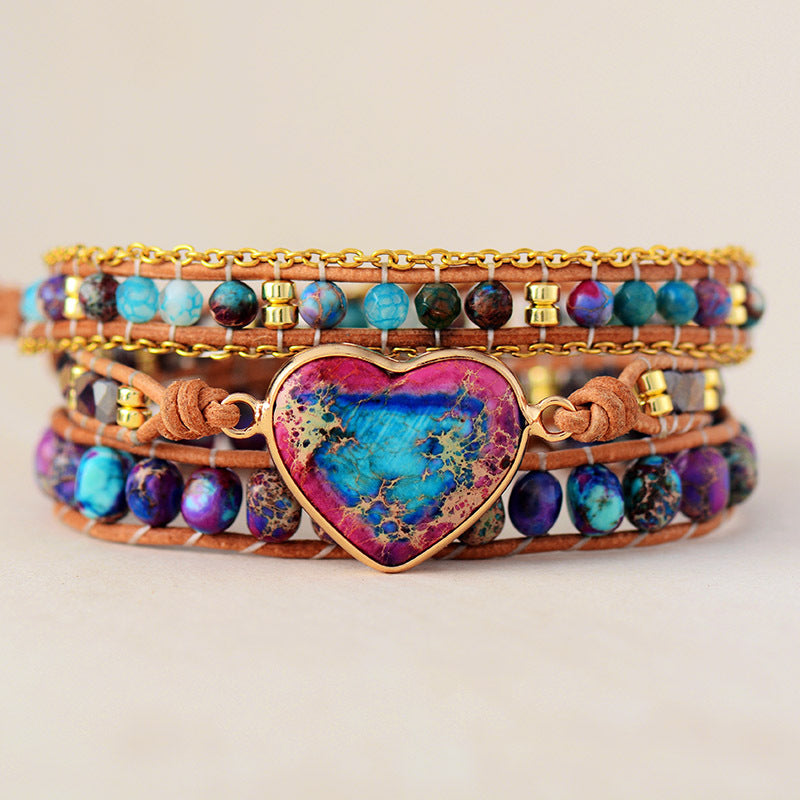 Handgewobenes Lederarmband mit Herz-Detail | LuxeStyle