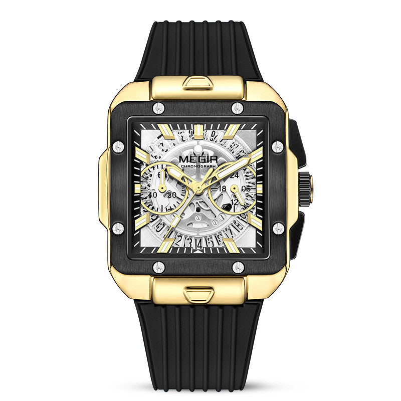 Quadratische Herrenuhr mit Silikonarmband – Bild 4 | LuxeStyle