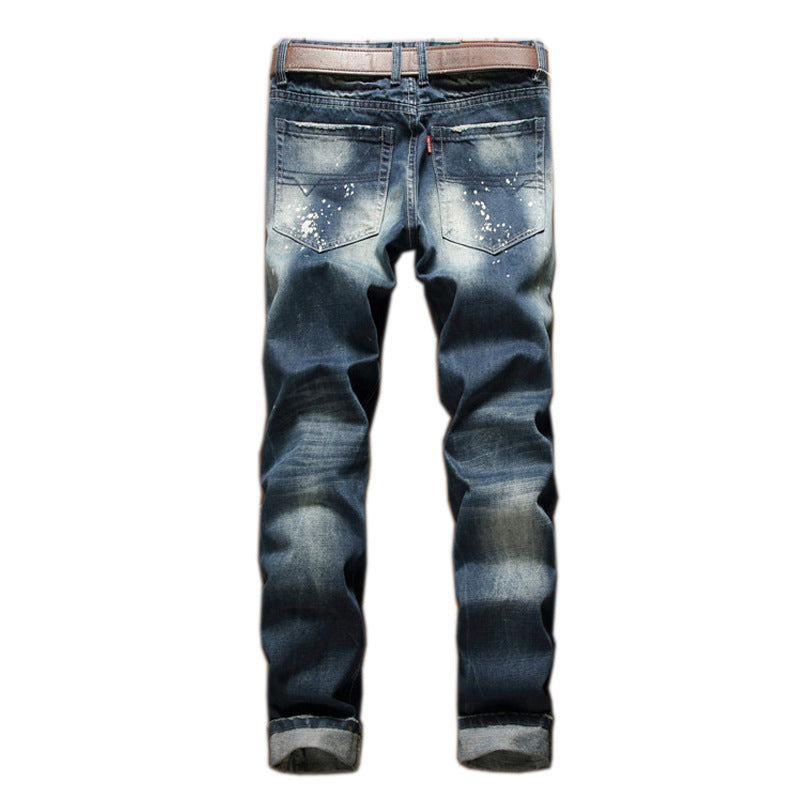 Straight Slim Jeans mit Farbspritzern