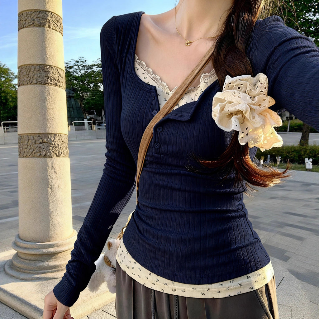 Blazer mit Blumenmuster und Spitze