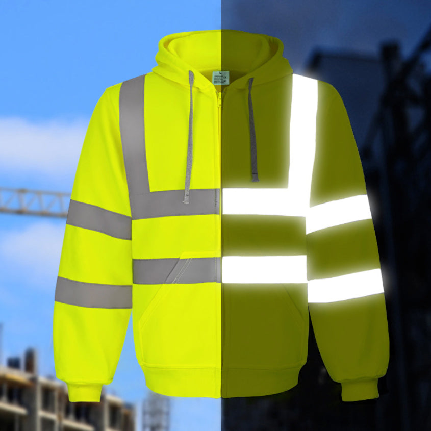 Reflektierendes Kapuzen-Sweatshirt mit Reissverschluss