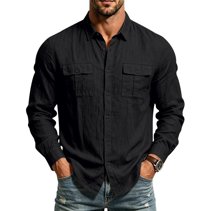 Langarm-Herren-Shirt aus Leinen-Polyester – Bild 7 | LuxeStyle