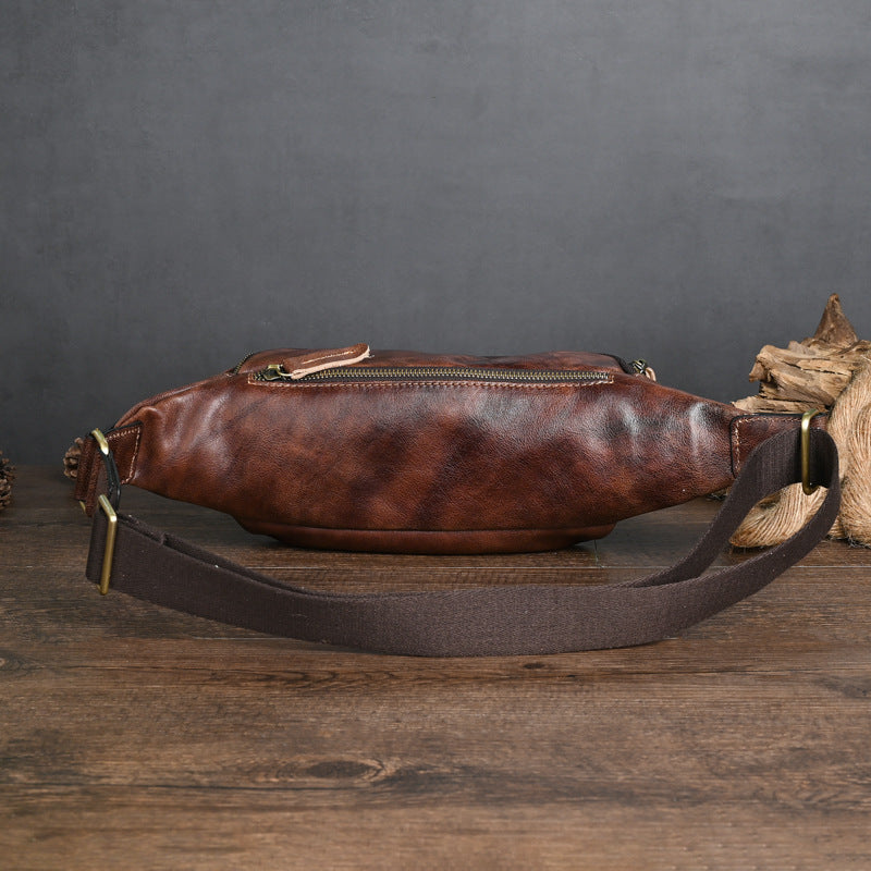 Retro-Brusttasche aus echtem Leder