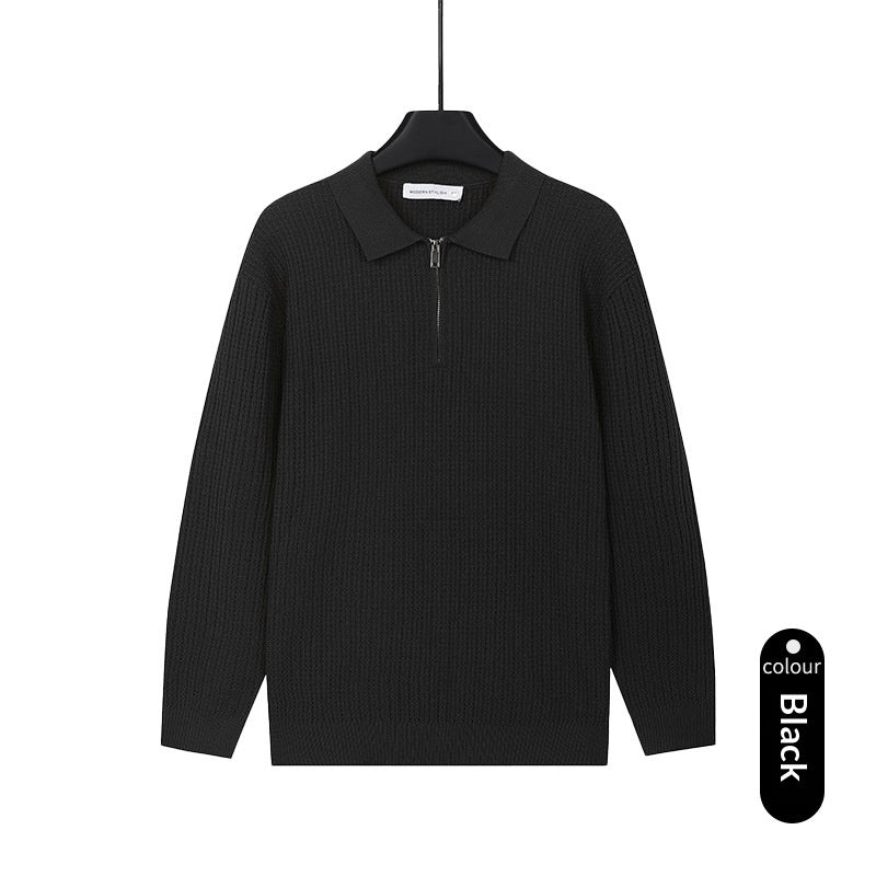Herren Strickpullover mit Reissverschluss-Polo – Bild 5 | LuxeStyle