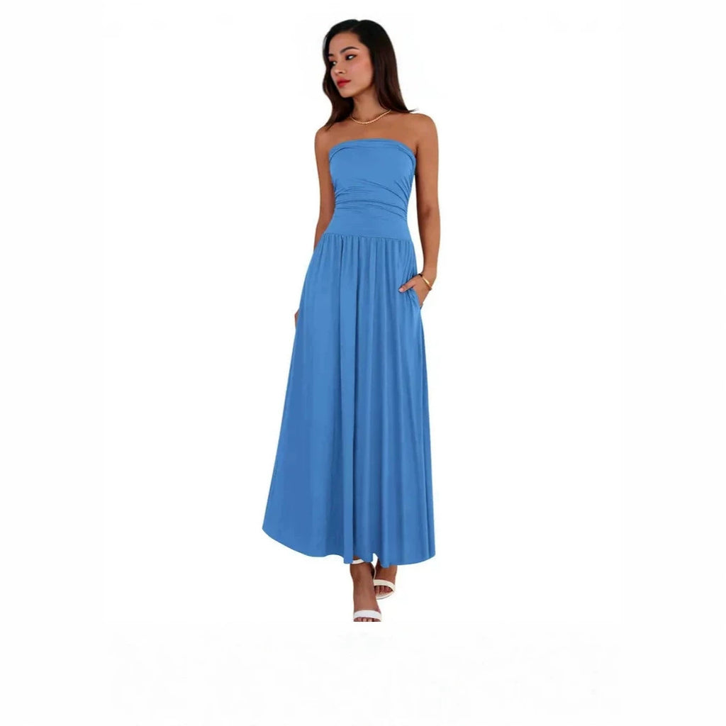 Gefaltetes Patchwork Bandeau-Abendkleid | LuxeStyle