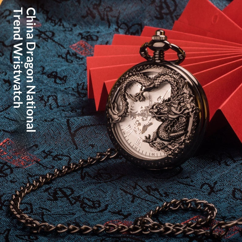 Chinesische Drachen-Skelett-Taschenuhr – Ansicht 5