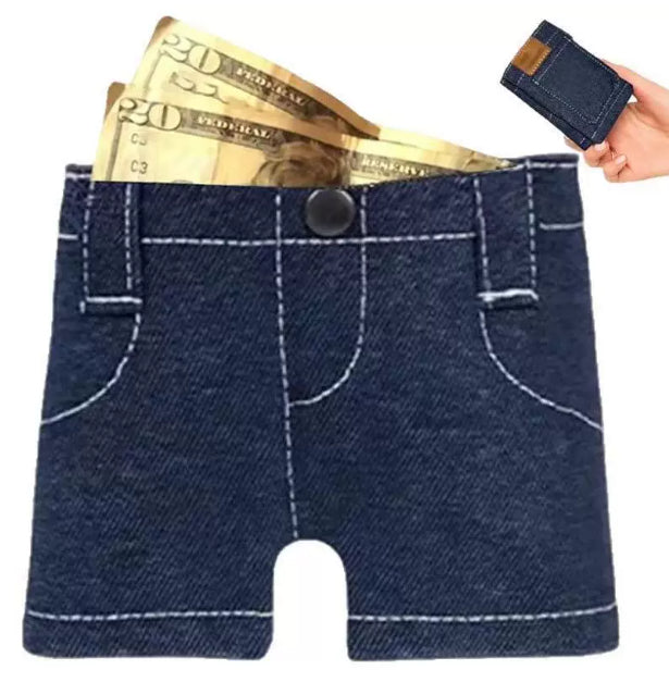 Jeans-Geldbörse faltbar blau grau – Bild 6 | LuxeStyle