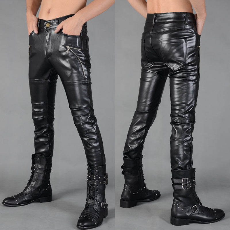 Herren Kunstlederhose mit Reissverschluss