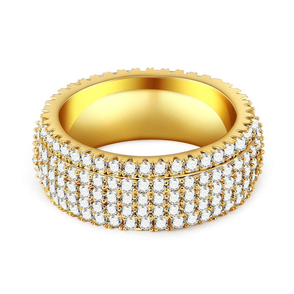 Hip-Hop Ring mit fünf Reihen Zirkonia – Bild 4 | LuxeStyle
