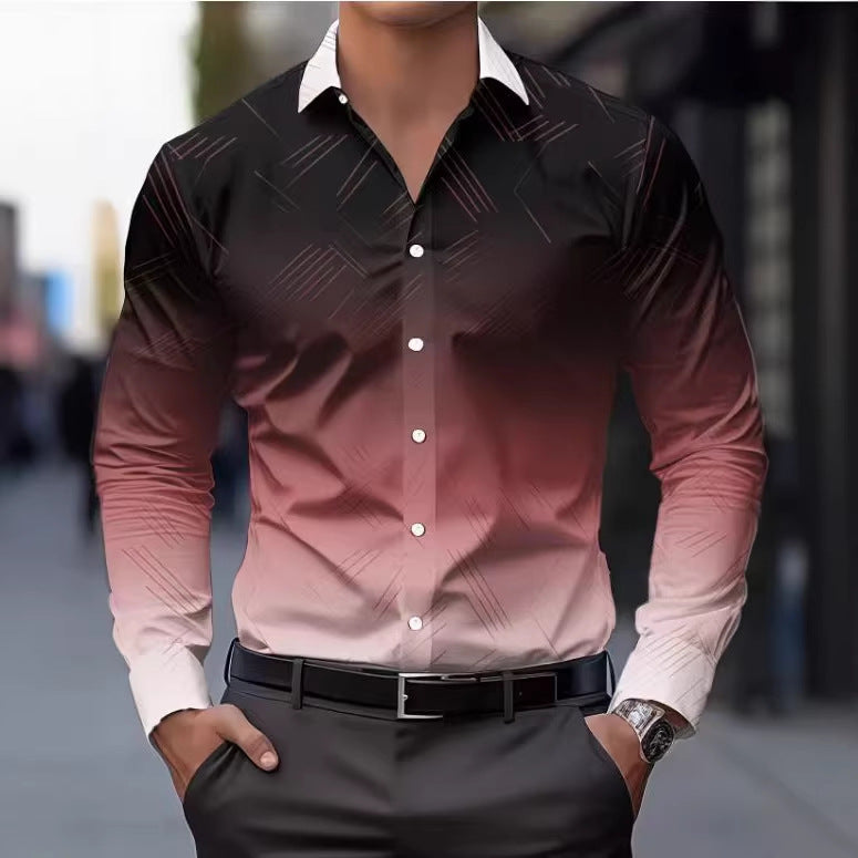 Slim-Fit Langarmshirt mit Linear-Print für Herren – Bild 6 | LuxeStyle