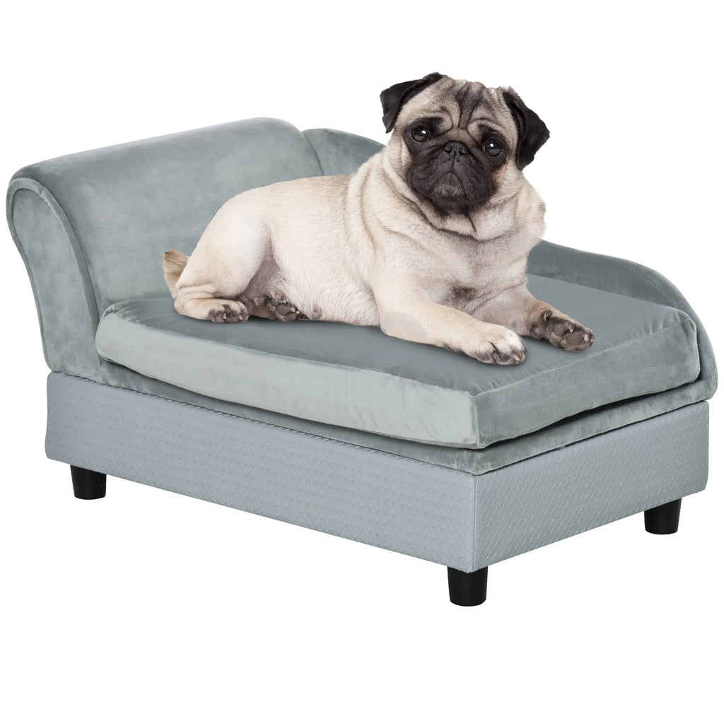 Hundebett mit Stauraum für kleine Hunde, Grau