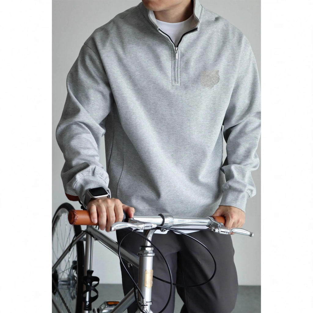 Retro Stehkragen Sweatshirt mit Stickerei – Bild 3 | LuxeStyle