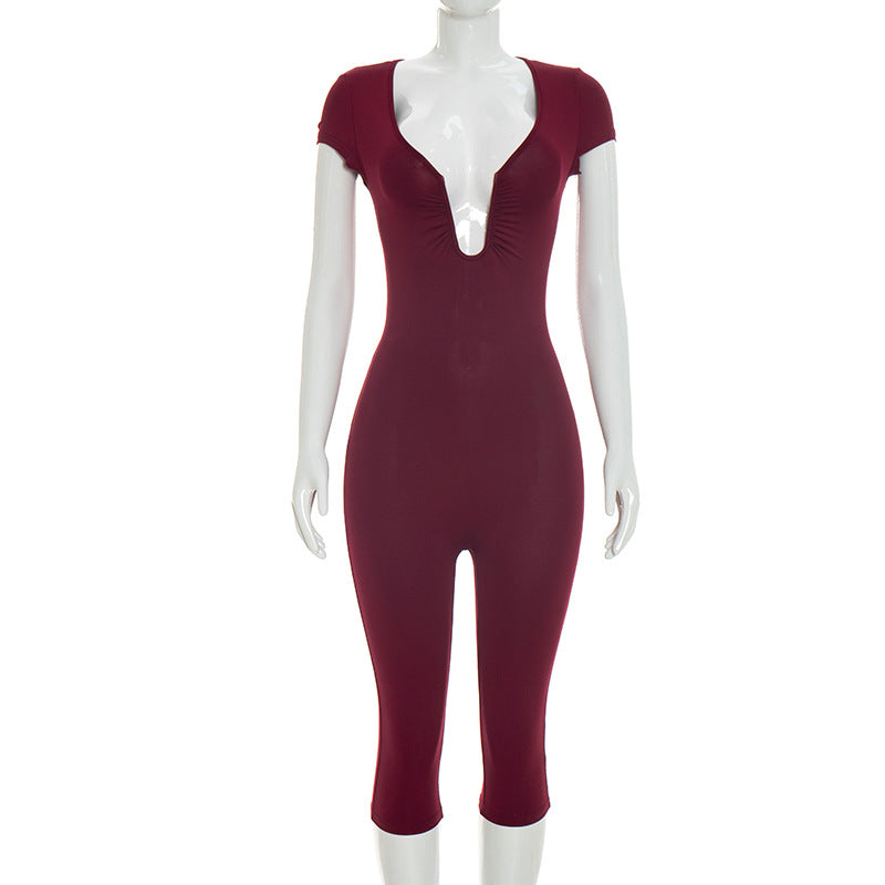 Figurbetonter Jumpsuit mit U-Ausschnitt