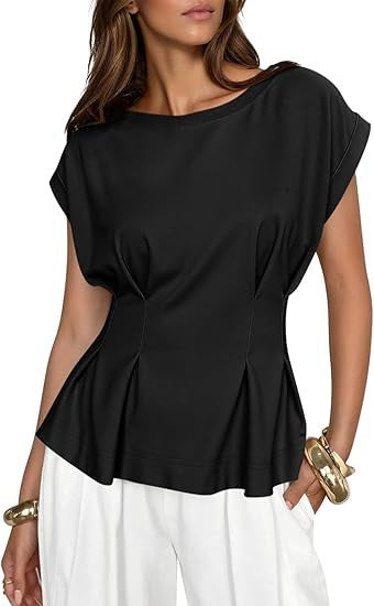 Kurzarm-T-Shirt Damen mit Rundhals und 3D-Effekt – Bild 8 | LuxeStyle